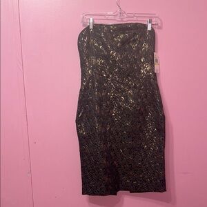 MICHAEL Michael Kors Strapless Black and Gold Dress size4